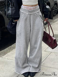 Gray Sweatpants Harajuku Wide Leg Joggers Waist Pocket Baggy Pants image 1