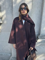 Gray Woolen Turn-Down Collar Overcoat image 3