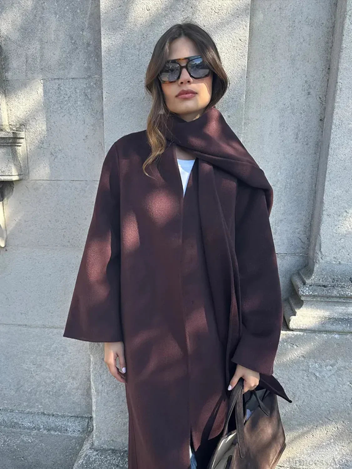 Gray Woolen Turn-Down Collar Overcoat image 3
