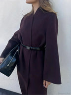 Gray Woolen Turn-Down Collar Overcoat image 6