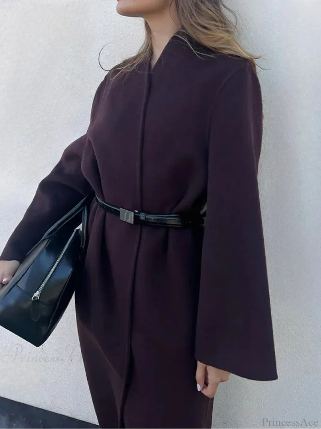 Gray Woolen Turn-Down Collar Overcoat image 6