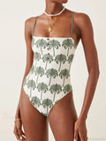 Green Coconut Print High Waist Bikini One Piece image 1