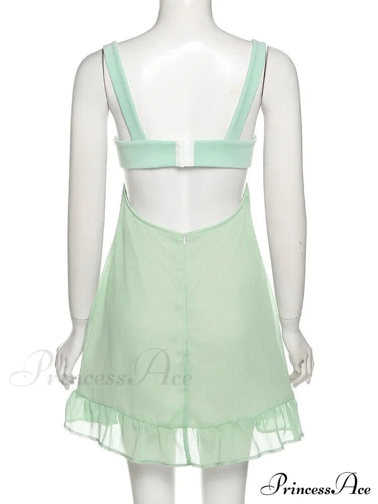 Green Frill Stylish Mini Dress image 9