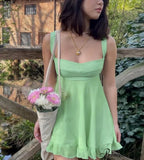 Green Frill Stylish Mini Dress image 5