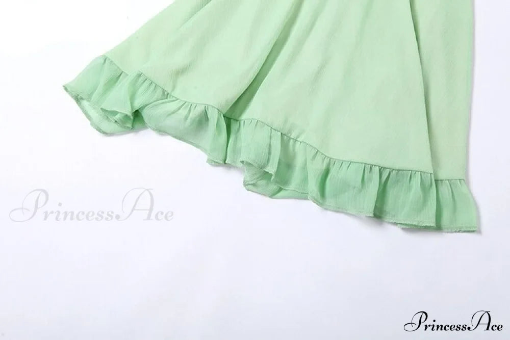 Green Frill Stylish Mini Dress image 11