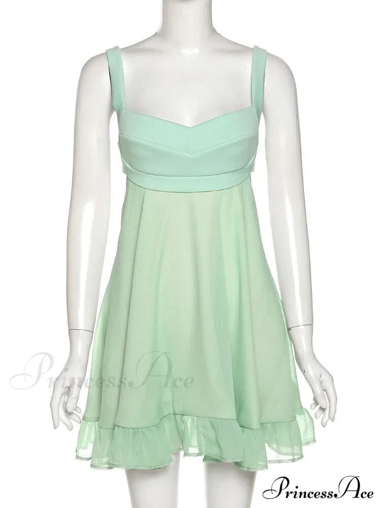 Green Frill Stylish Mini Dress image 8