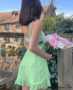 Green Frill Stylish Mini Dress image 6