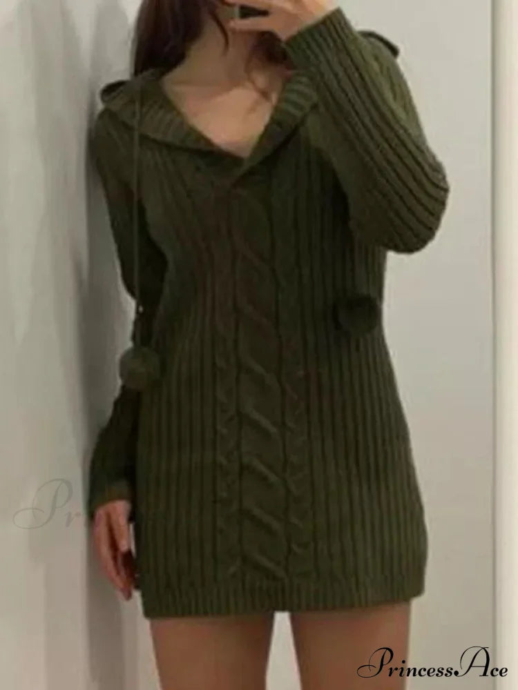 Green Halter Graceful Knitted Mini Dress image 2