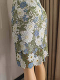 Green Lace Pencil Skirt Knee Length Bi-material Skirt image 1