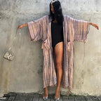 Green Printed Silky Kimono Robe Boho Cover up image 1