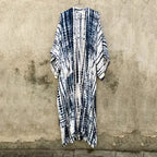 Green Printed Silky Kimono Robe Boho Cover up image 6