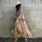 Green Printed Silky Kimono Robe Boho Cover up image 2
