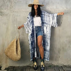 Green Printed Silky Kimono Robe Boho Cover up image 5