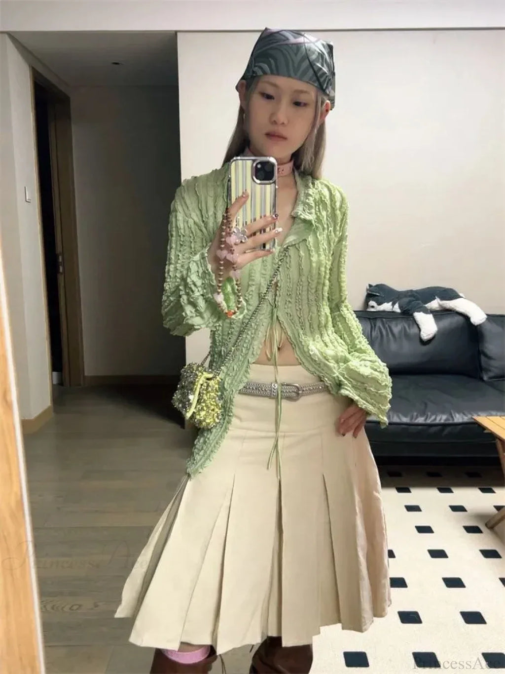Green Vintage Long Sleeve Blouse image 6