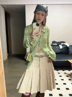 Green Vintage Long Sleeve Blouse image 6