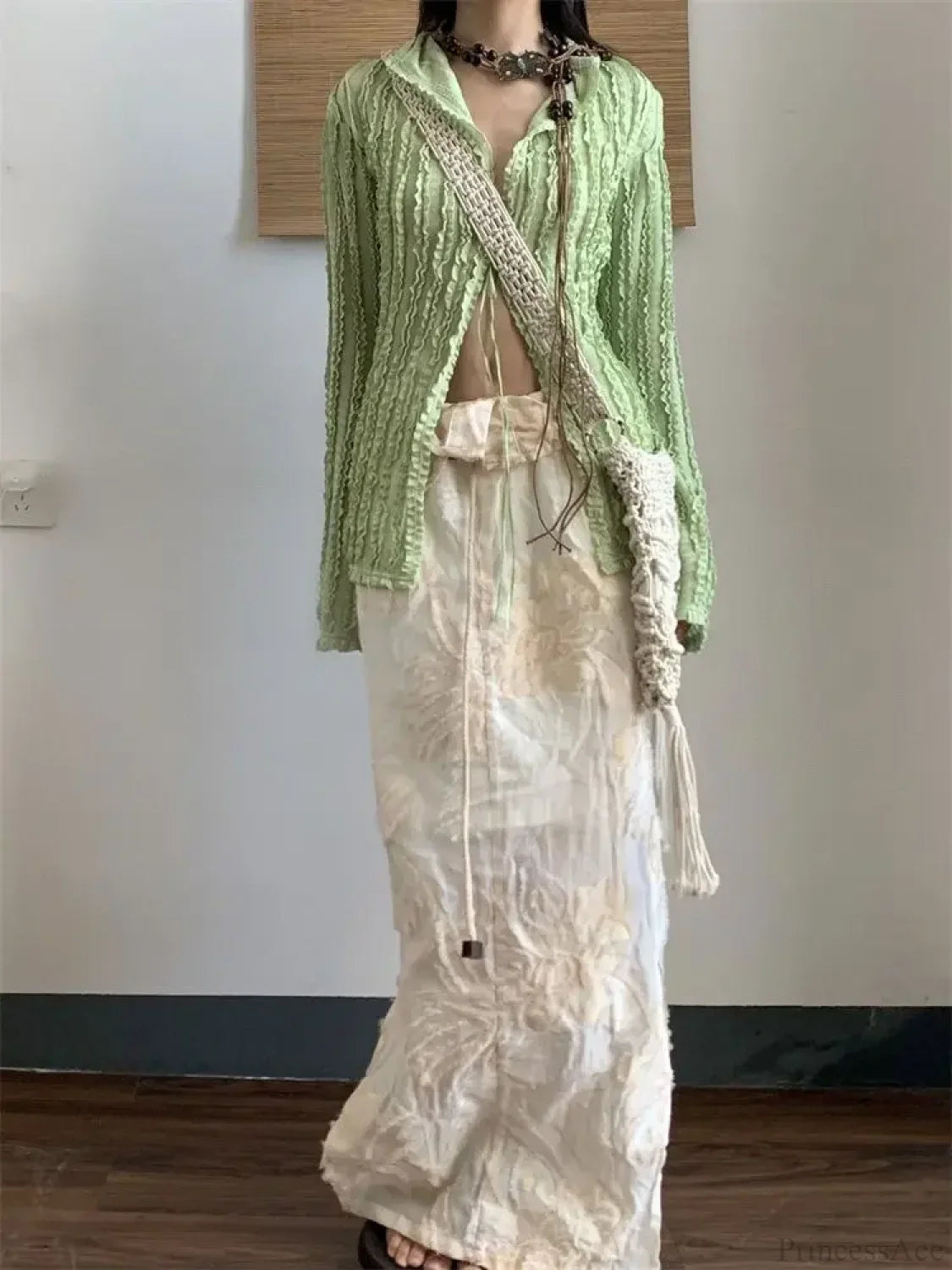 Green Vintage Long Sleeve Blouse image 3