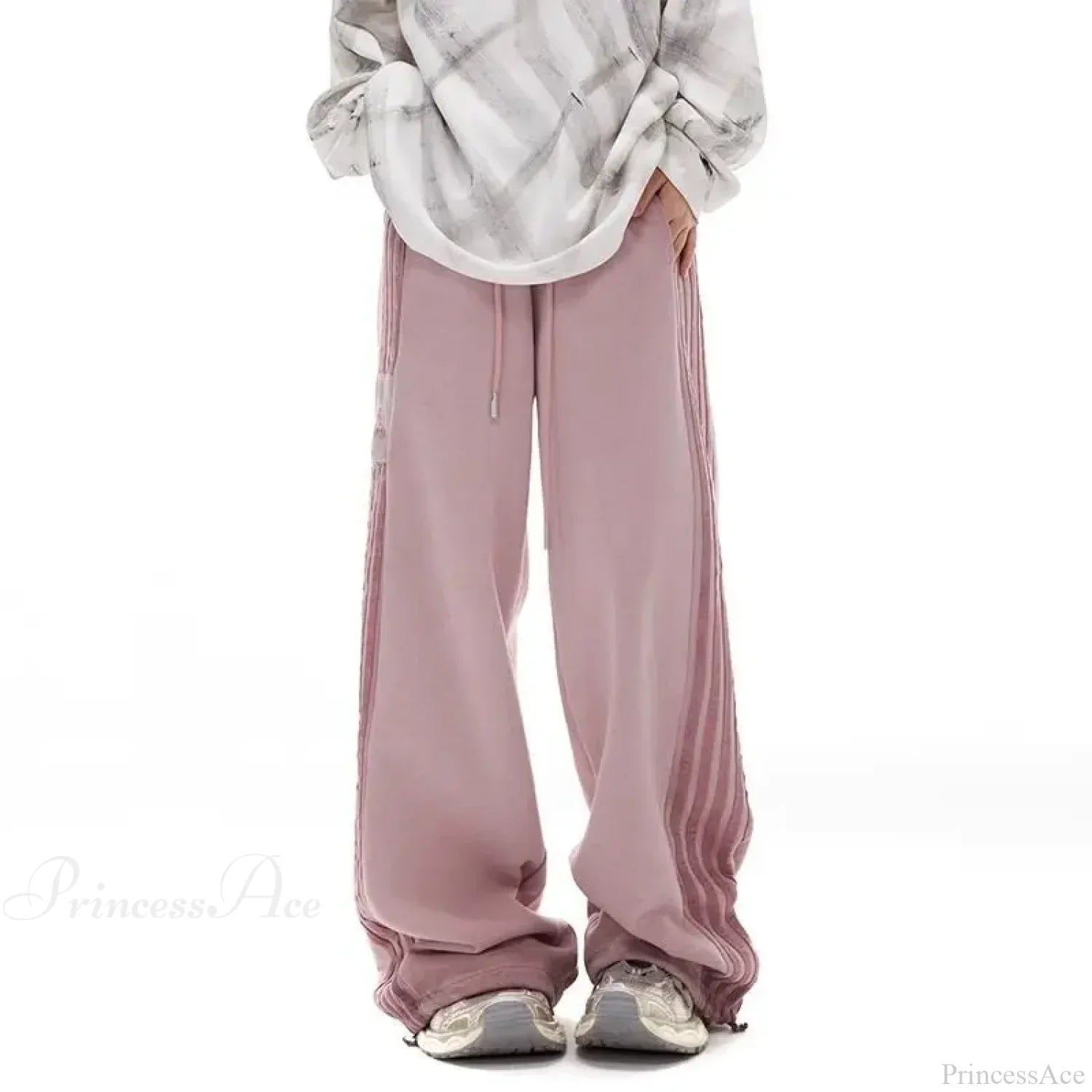 Grey Stripe Motion Casual Pants image 4