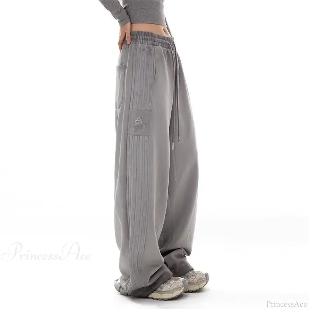 Grey Stripe Motion Casual Pants image 3