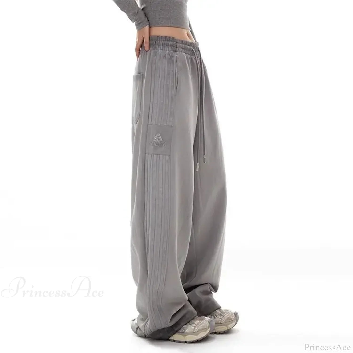 Grey Stripe Motion Casual Pants image 3