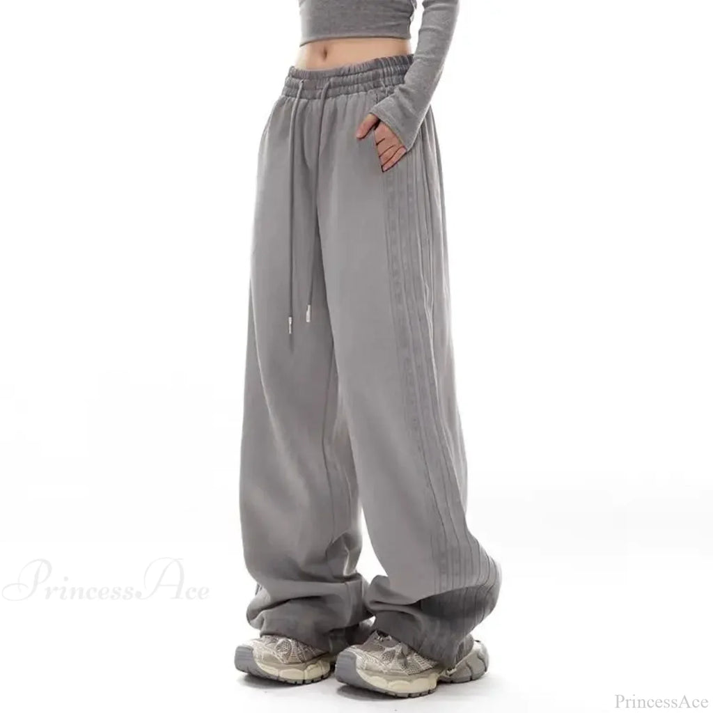 Grey Stripe Motion Casual Pants image 7