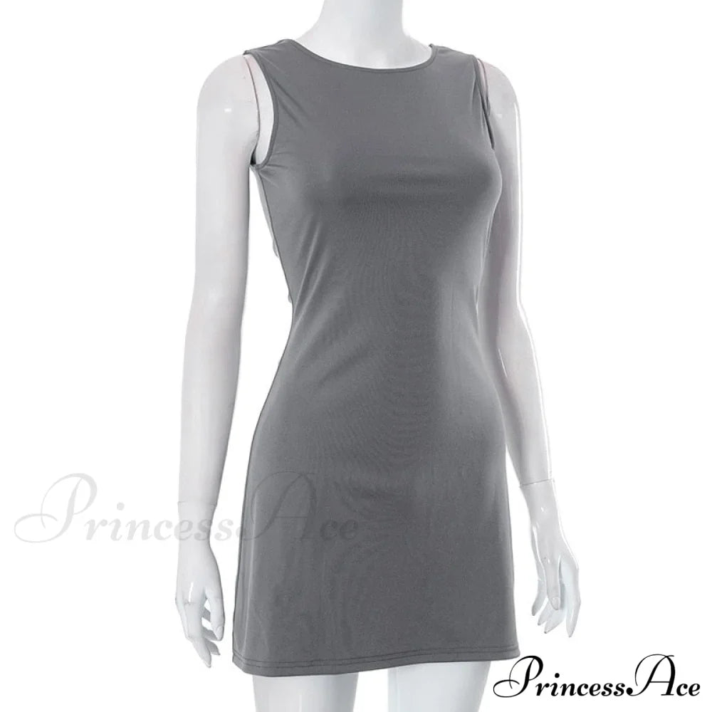 Grey Tank Stylish Mini Dress image 4