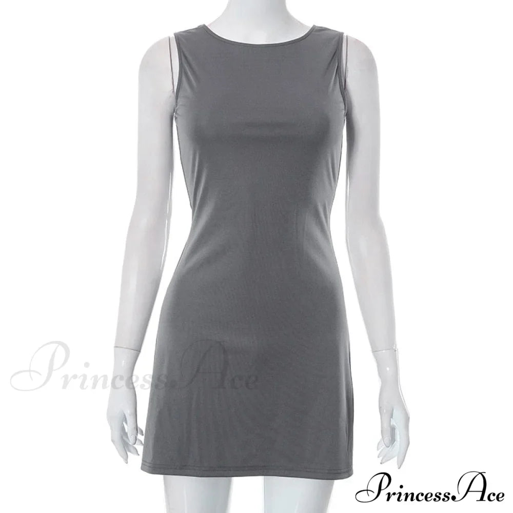Grey Tank Stylish Mini Dress image 3