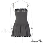 Grey Tube Lace Charming Strap Mini Dress image 11
