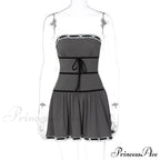 Grey Tube Lace Charming Strap Mini Dress image 9