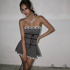 Grey Tube Lace Charming Strap Mini Dress image 8