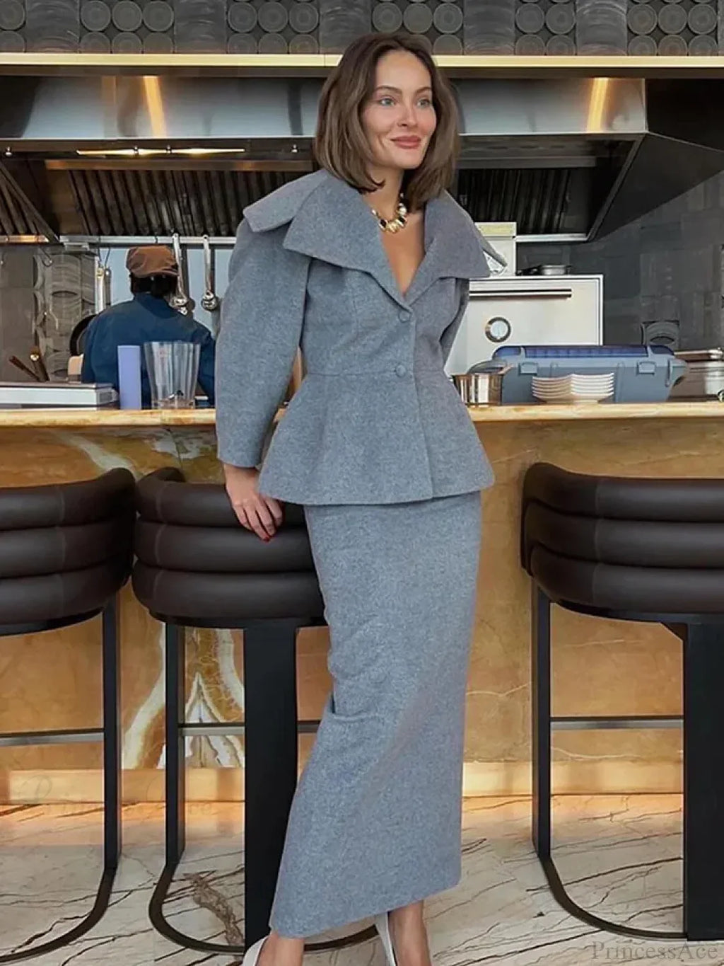 Grey Wool Blends Coat image 3