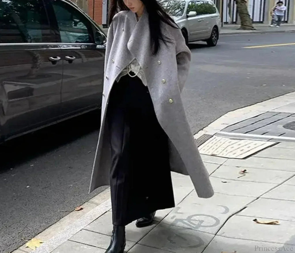 Grey Wool Loose-Fit Fleece Overcoat image 1