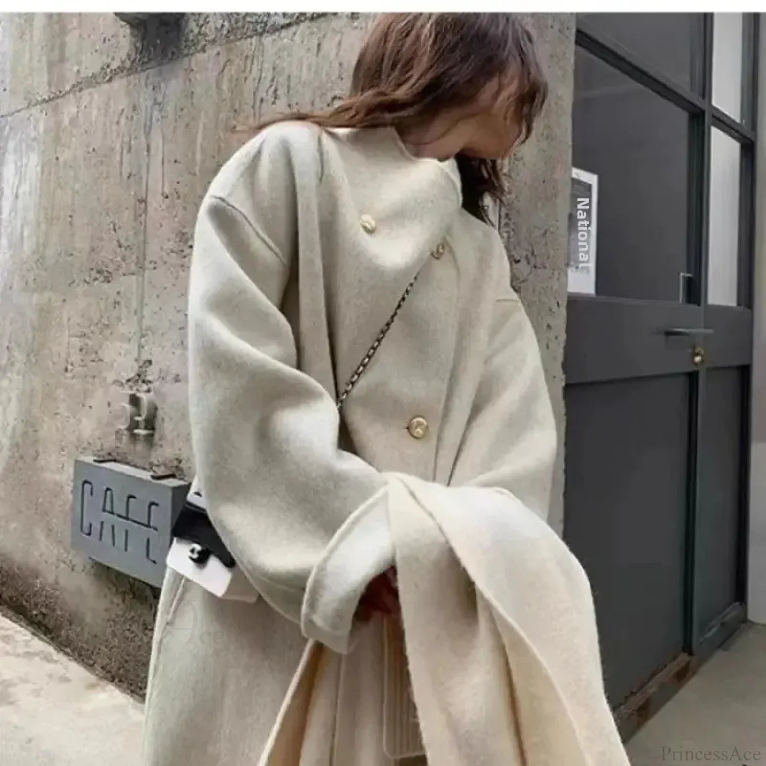 Grey Wool Loose-Fit Fleece Overcoat image 4