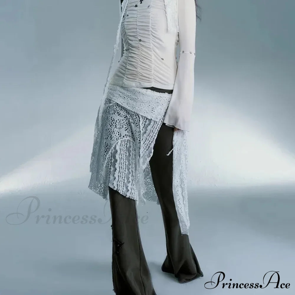 Grunge Lace Irregular Tulle Patchwork Streetwear Skirt image 5