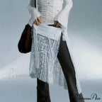 Grunge Lace Irregular Tulle Patchwork Streetwear Skirt image 3