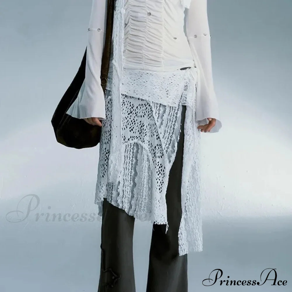 Grunge Lace Irregular Tulle Patchwork Streetwear Skirt image 4