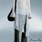 Grunge Lace Irregular Tulle Patchwork Streetwear Skirt image 4