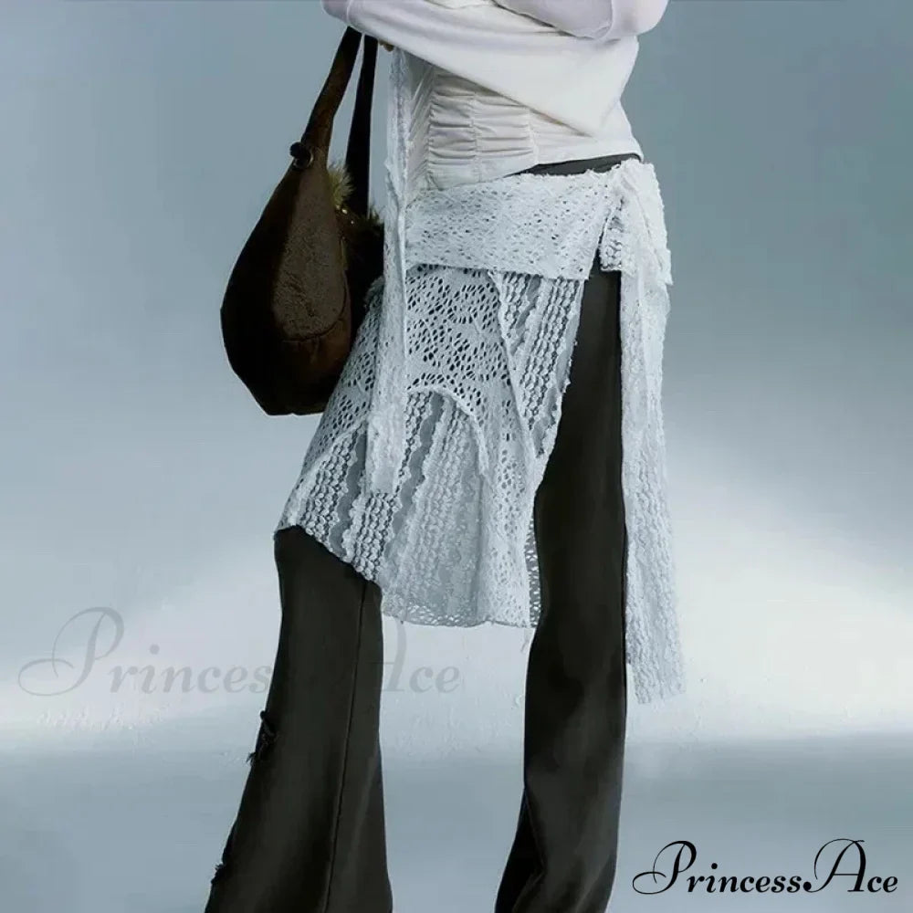 Grunge Lace Irregular Tulle Patchwork Streetwear Skirt image 1