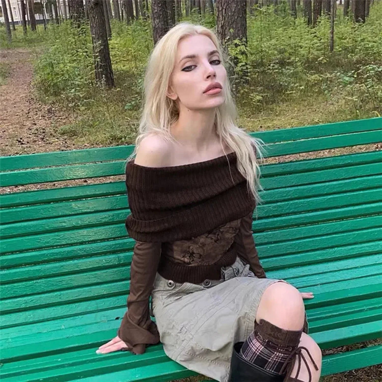 Grunge Sexy T-shirt Flare Sleeve Sweater image 2