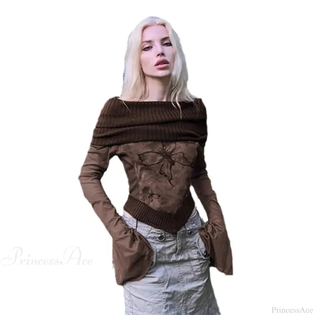 Grunge Sexy T-shirt Flare Sleeve Sweater image 4