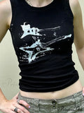 Guitar Print Sleeveless Y2K Casual Ribbed Women Crop Harajuku Fashion Vest 90s Street Outfits Tank top image 1