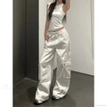 Gyaru White Cargo Jeans Wide Leg Pants image 1