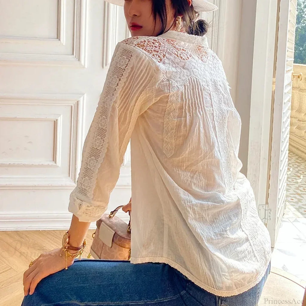 Gypsy Boho Floral Embroidered Lace Long Sleeve Blouse image 5