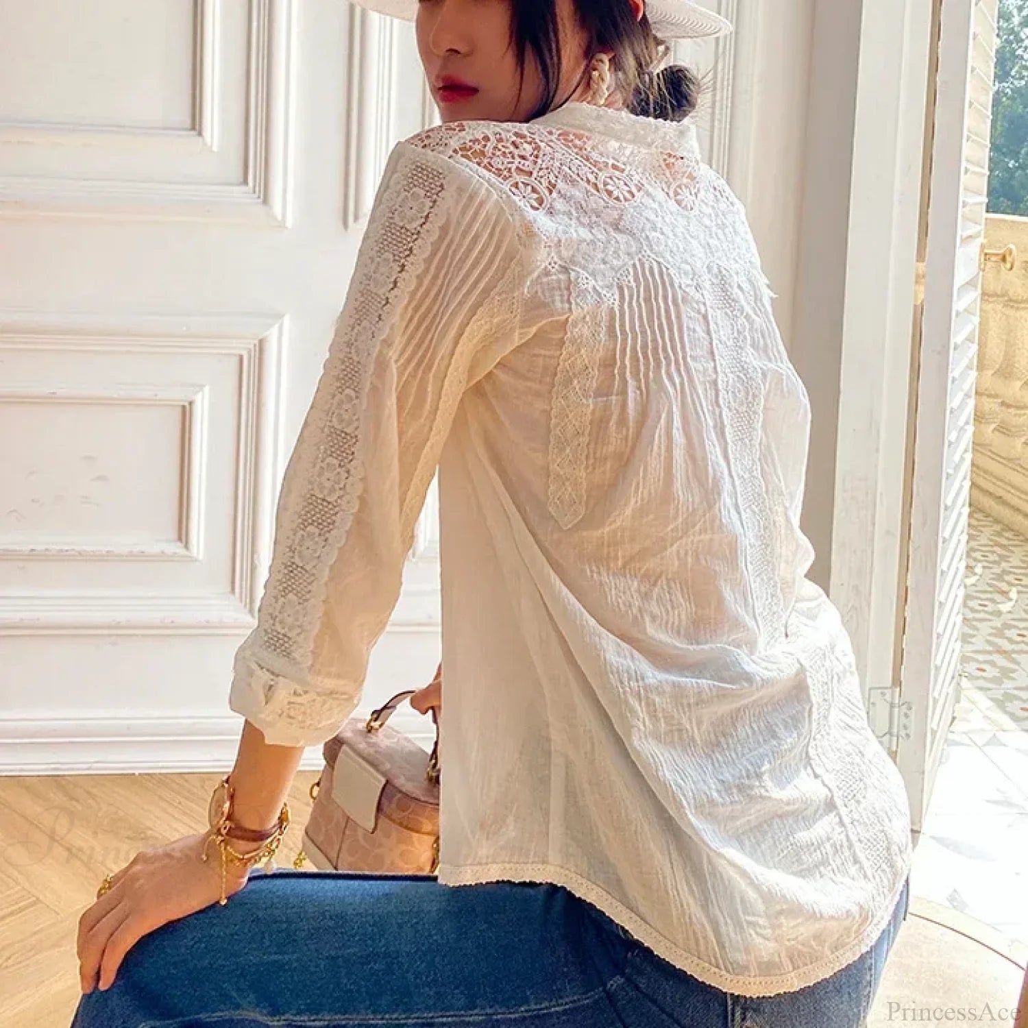 Gypsy Boho Floral Embroidered Lace Long Sleeve Blouse image 5
