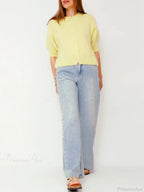 Half Sleeve O Neck Button-Up Knit Cardigan image 2