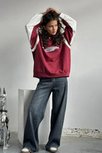 Half-Zip Stand Collar Letter Print Hoodie image 4