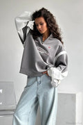 Half-Zip Stand Collar Letter Print Hoodie image 2