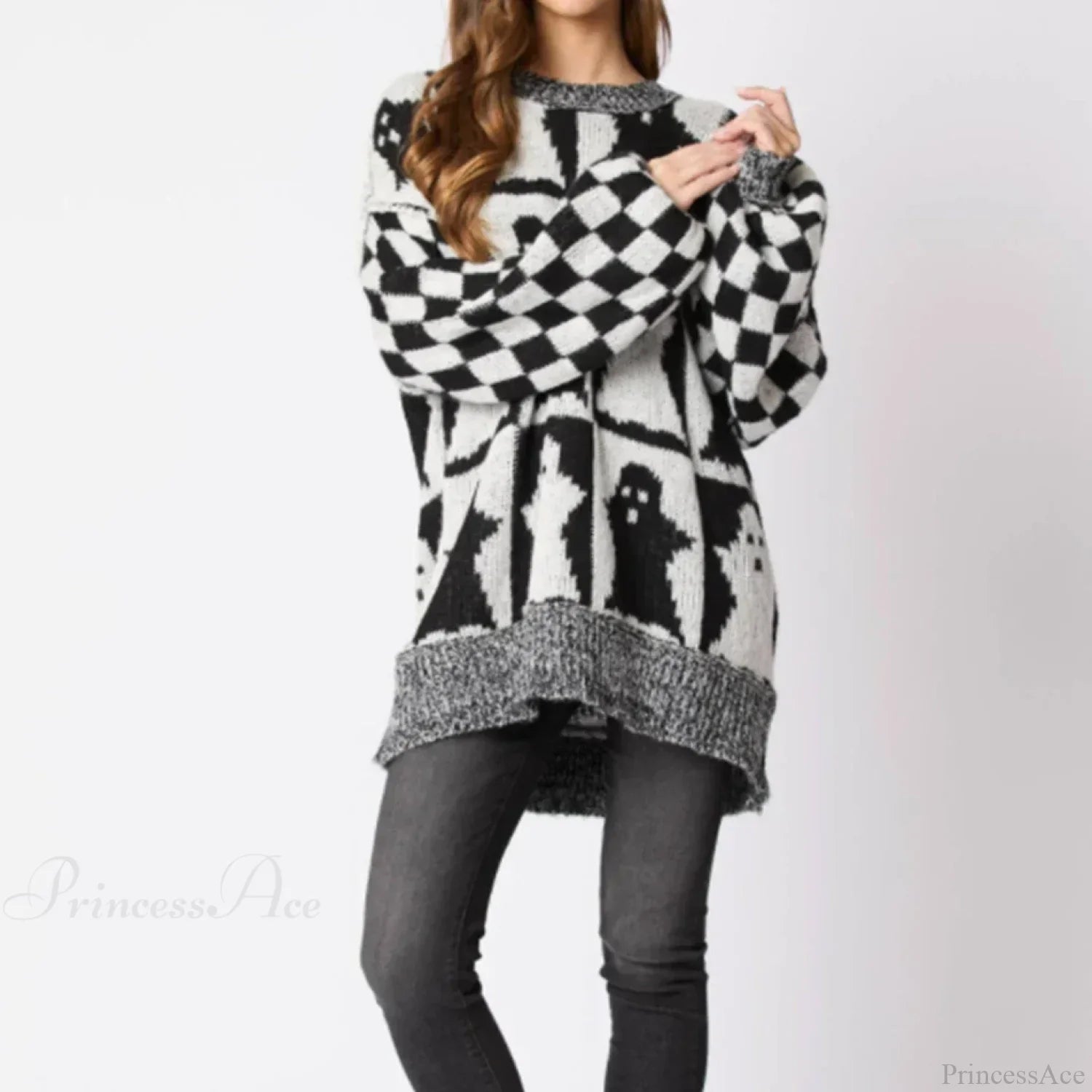 Halloween Round Neck Long Sleeve Aesthetic Gingerbread Loose Sweater image 7