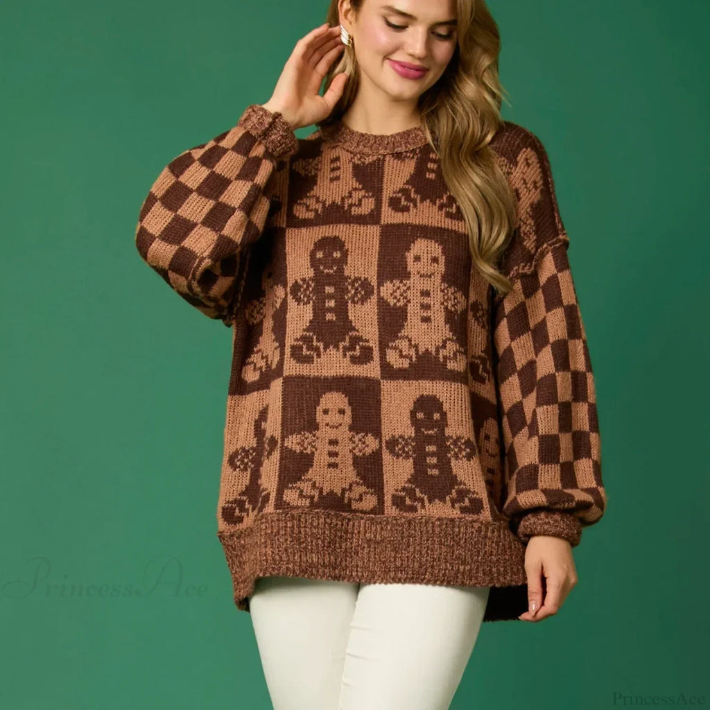 Halloween Round Neck Long Sleeve Aesthetic Gingerbread Loose Sweater image 9