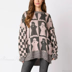 Halloween Round Neck Long Sleeve Aesthetic Gingerbread Loose Sweater image 4