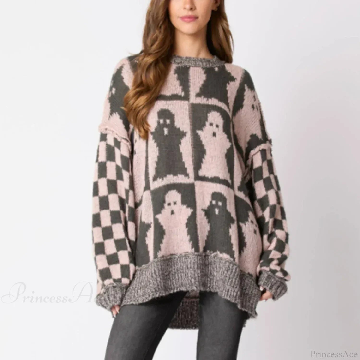 Halloween Round Neck Long Sleeve Aesthetic Gingerbread Loose Sweater image 4